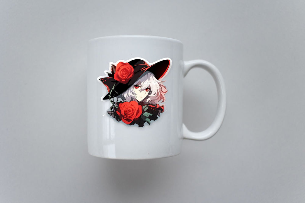 Vampire Girl with Roses Sticker