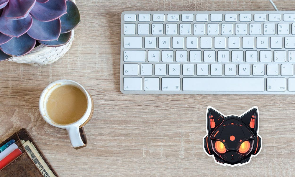 Black Cyber Cat Sticker