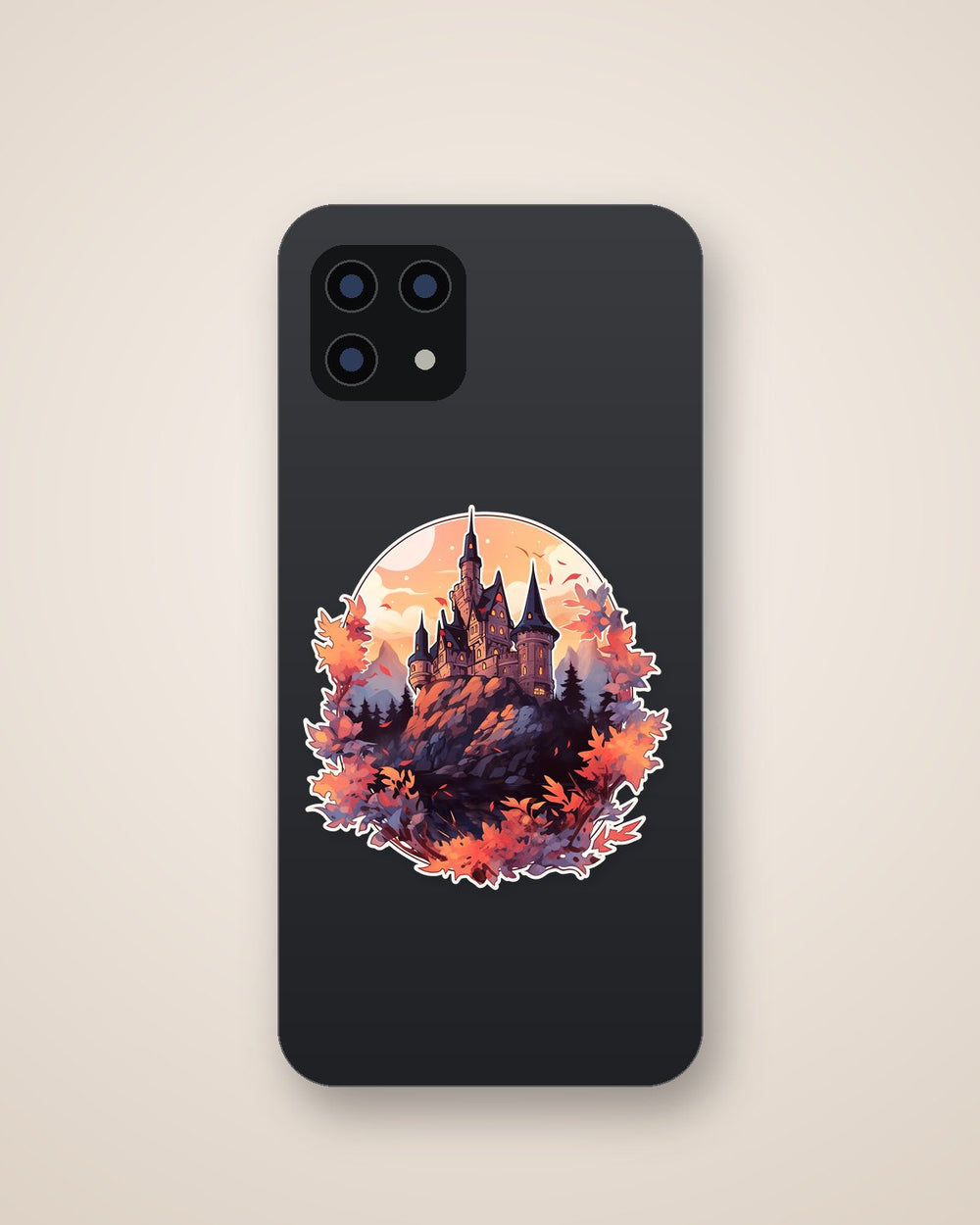 Castle on Hill in Autumn Style Sticker
