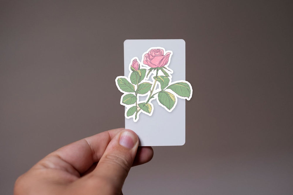 Vintage Pink Rose Botanical Sticker