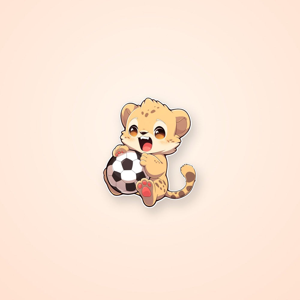 Cute Tiger Cub with Soccer Ball Sticker