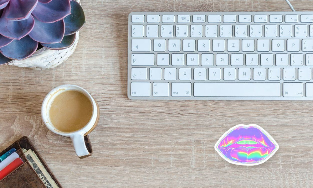 Holographic Rainbow Lips Sticker
