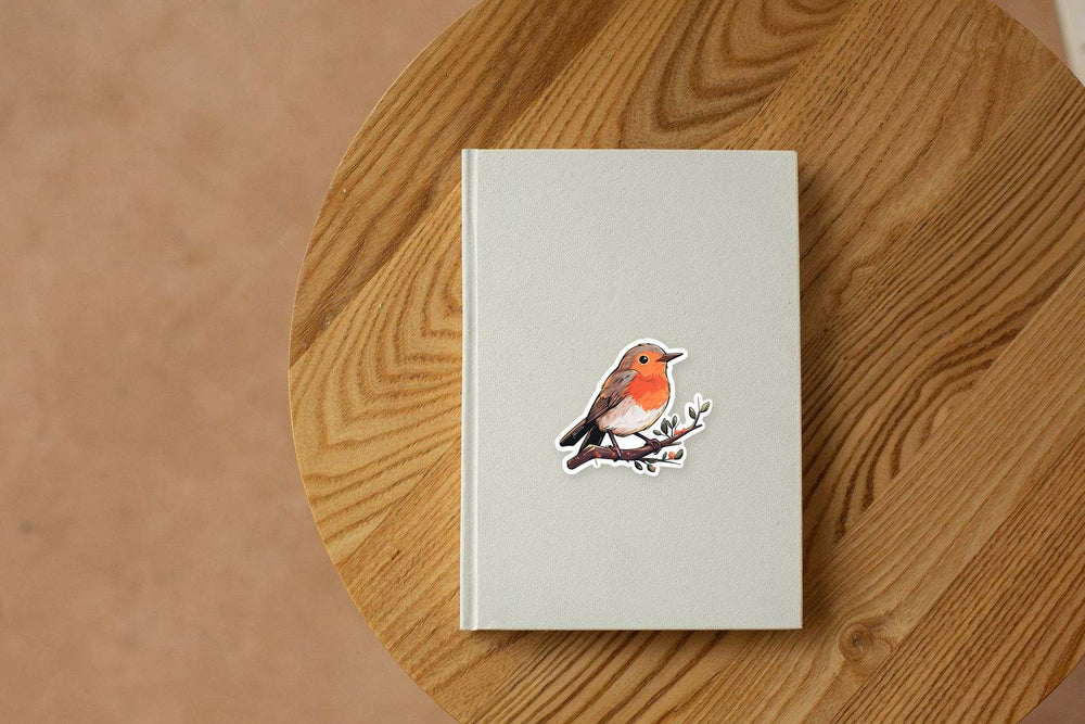 Cute Red Robin Bird on a Branch Sticker