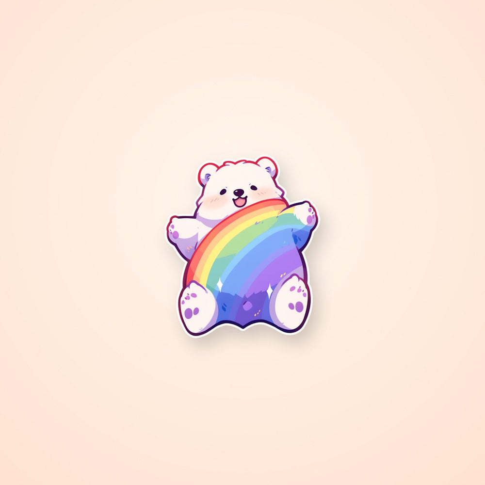 Cute Rainbow Bear Art Sticker