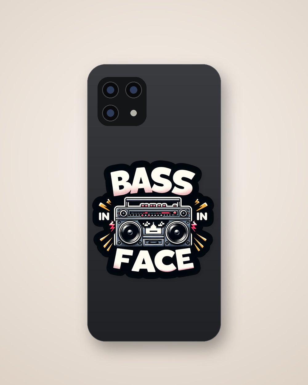 Bass in Your Face Boombox Sticker