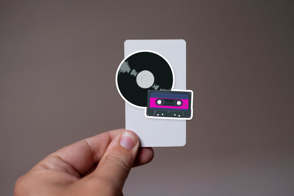 Retro Vinyl Record & Cassette Music Aesthetic Sticker