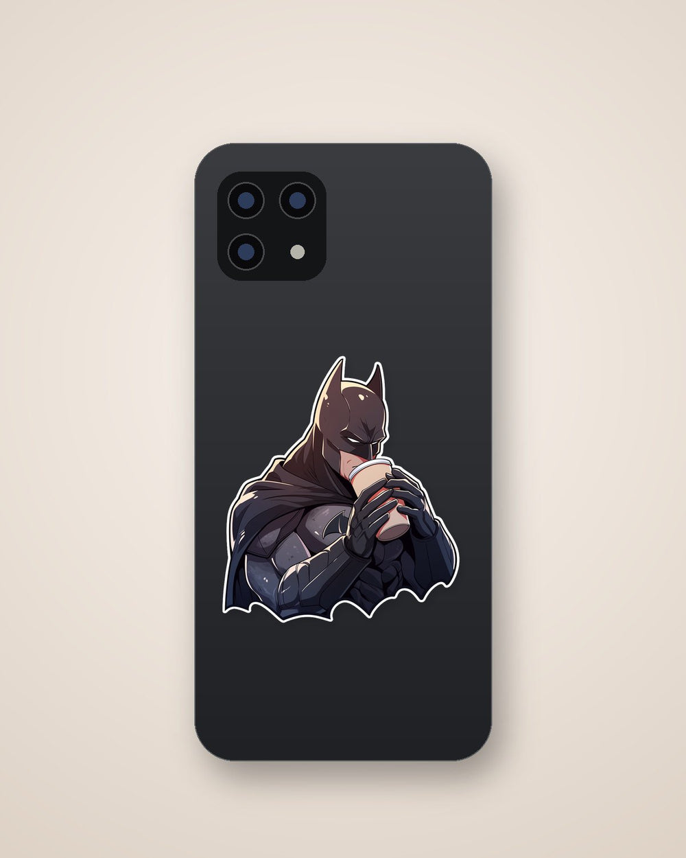 DC Batman Drinks Coffee Sticker