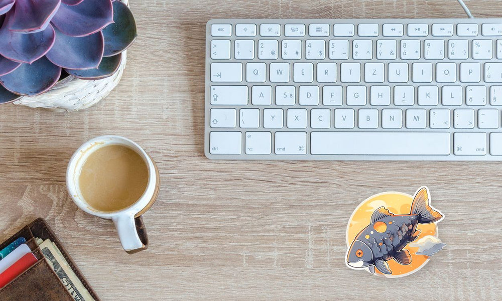 Gray Fish Against Moon Sticker
