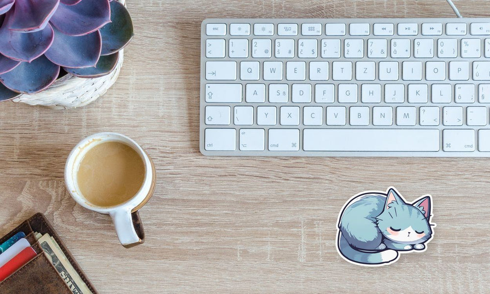Sleepy Blue Cat Sticker
