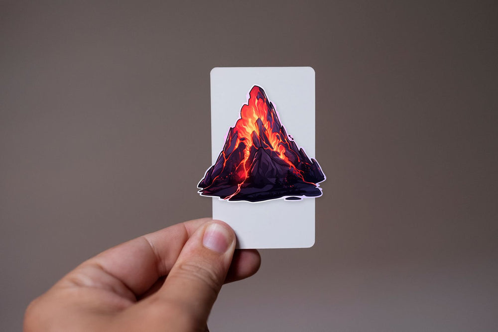 Volcano Spills Lava Art Sticker