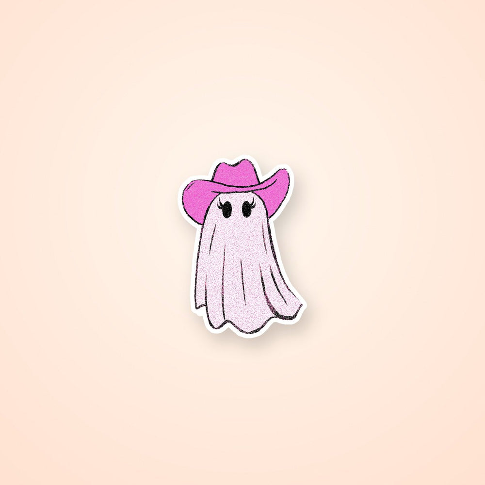 Pink Cowgirl Ghost Preppy Halloween Sticker