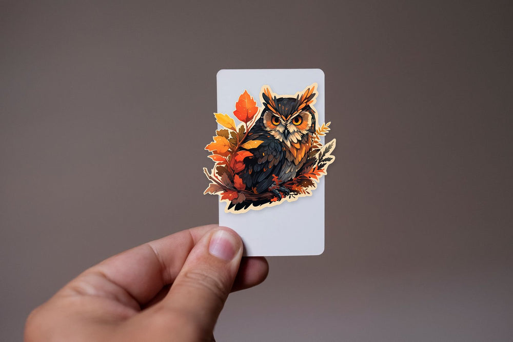 Owl in Fall Foliage Sticker