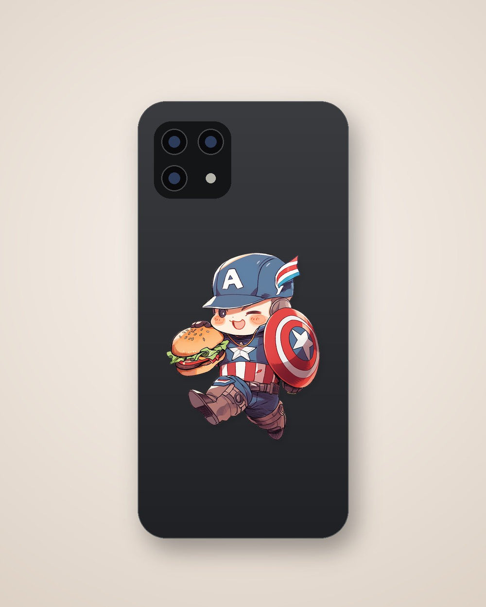 Chibi Captain America with Burger Marvel Sticker