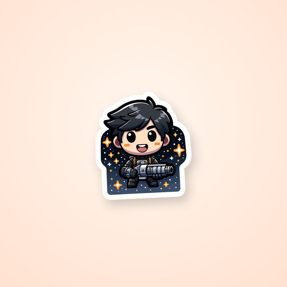 Chibi Guy with Blaster Sticker
