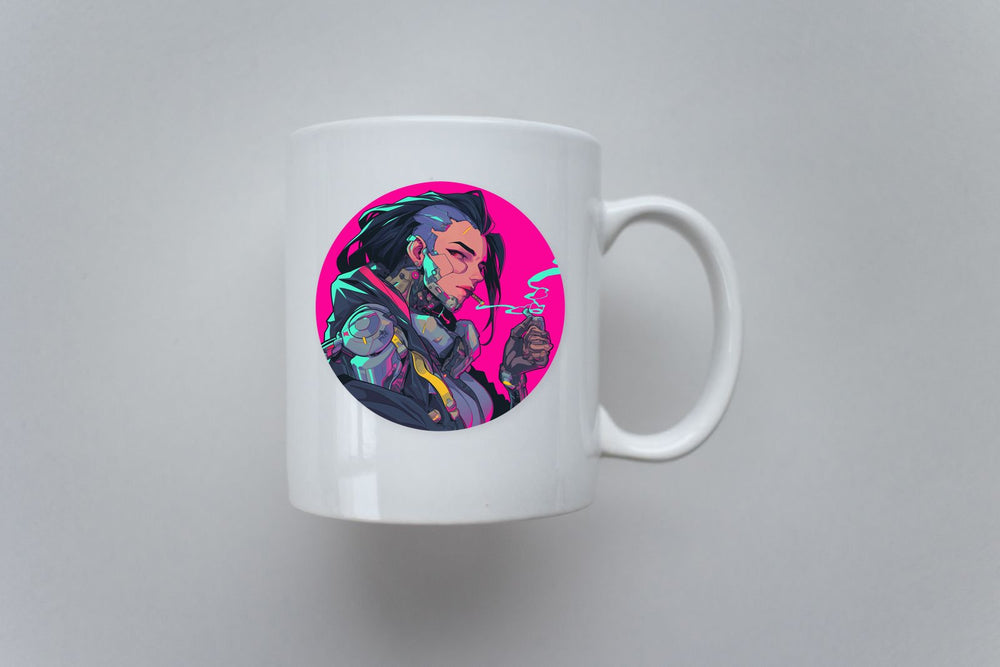 Stunning Cyberpunk Girl Purple Sticker