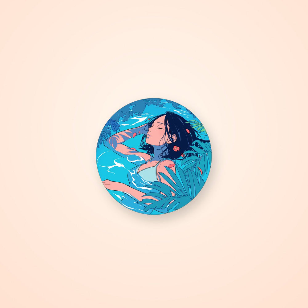 Anime Girl Swimming Pool Aesthetic Sticker