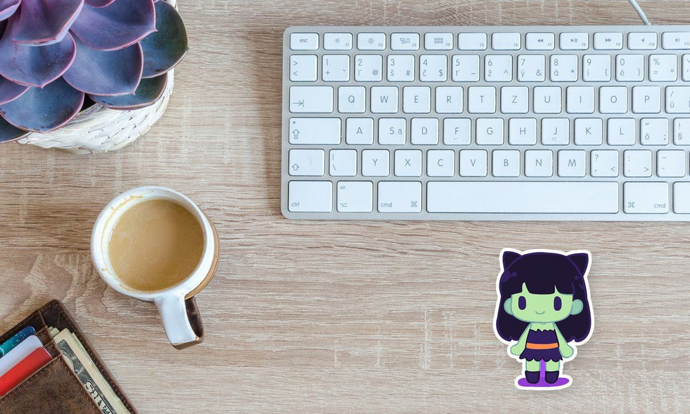Green Monster Franken Girl Sticker