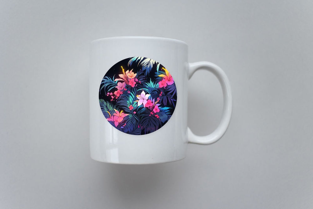 Bright Flowers & Leaves Round Sticker