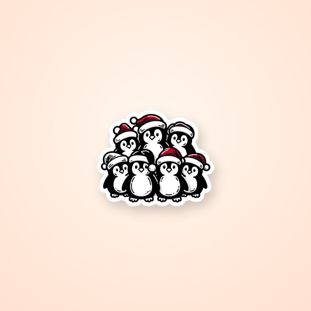 Cute Penguins in Christmas Hats Sticker
