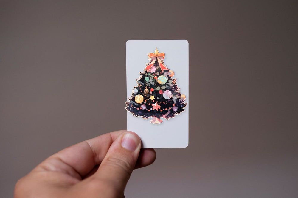 Beautiful Christmas Tree with Ribbon Sticker