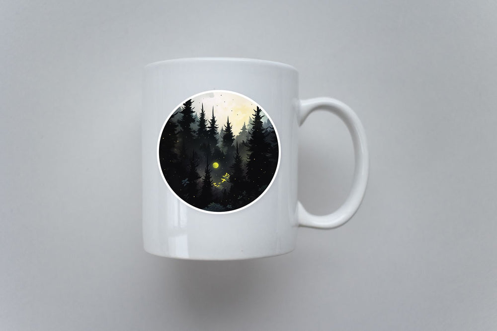 Dark Coniferous Forest Round Sticker