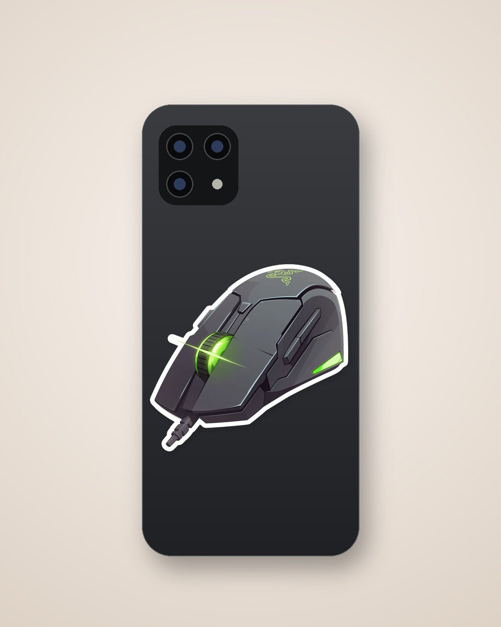 Razer Style Gaming Mouse Green LED Sticker