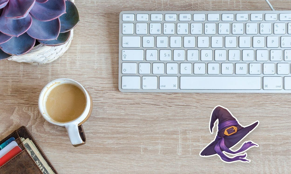 Witch Hat Purple Ribbon Sticker