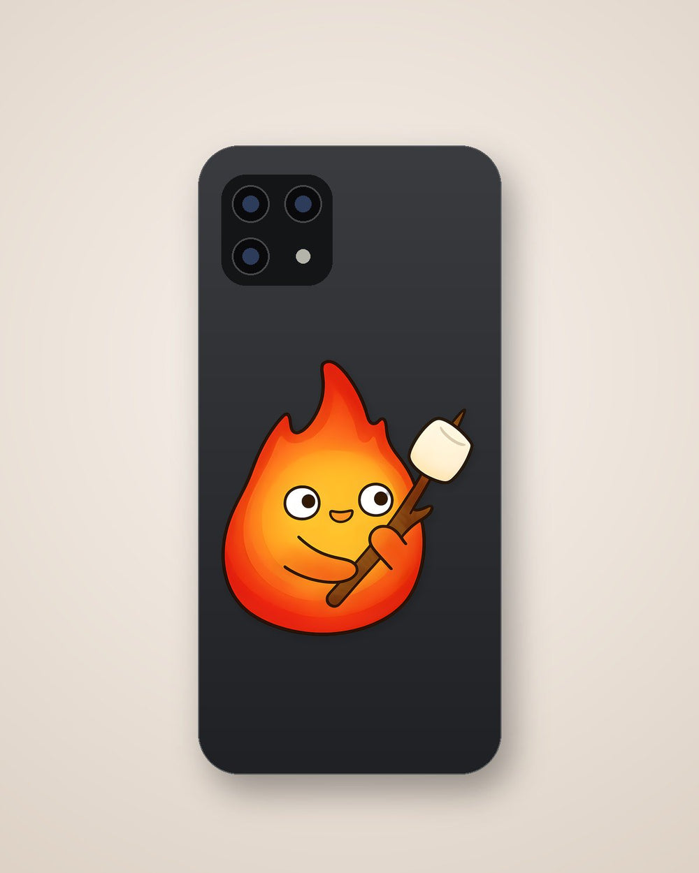 Calcifer Roasting Marshmallow Anime Sticker