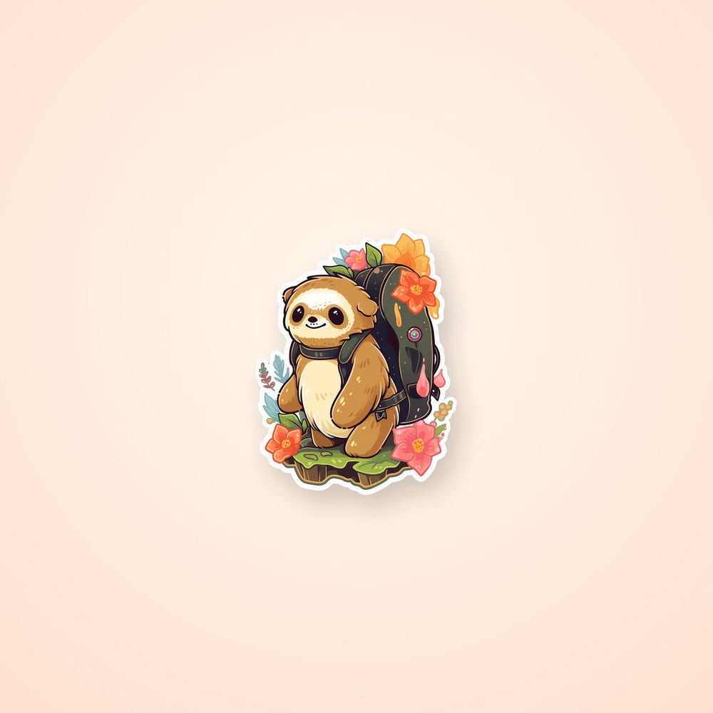 Sloth Traveling with Backpack Sticker