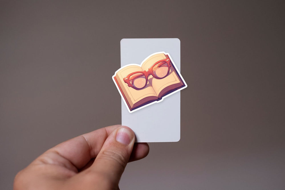 Aesthetic Open Book with Glasses Sticker
