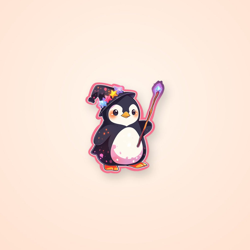 Cute Penguin with Magic Wand Sticker