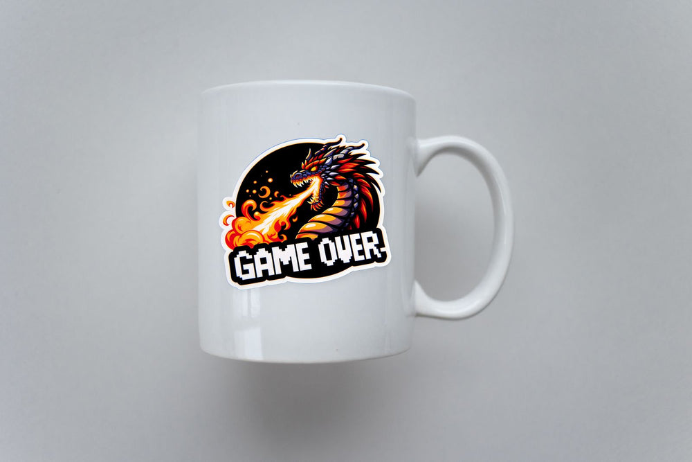 Game Over Dragon Fire Pixel Sticker