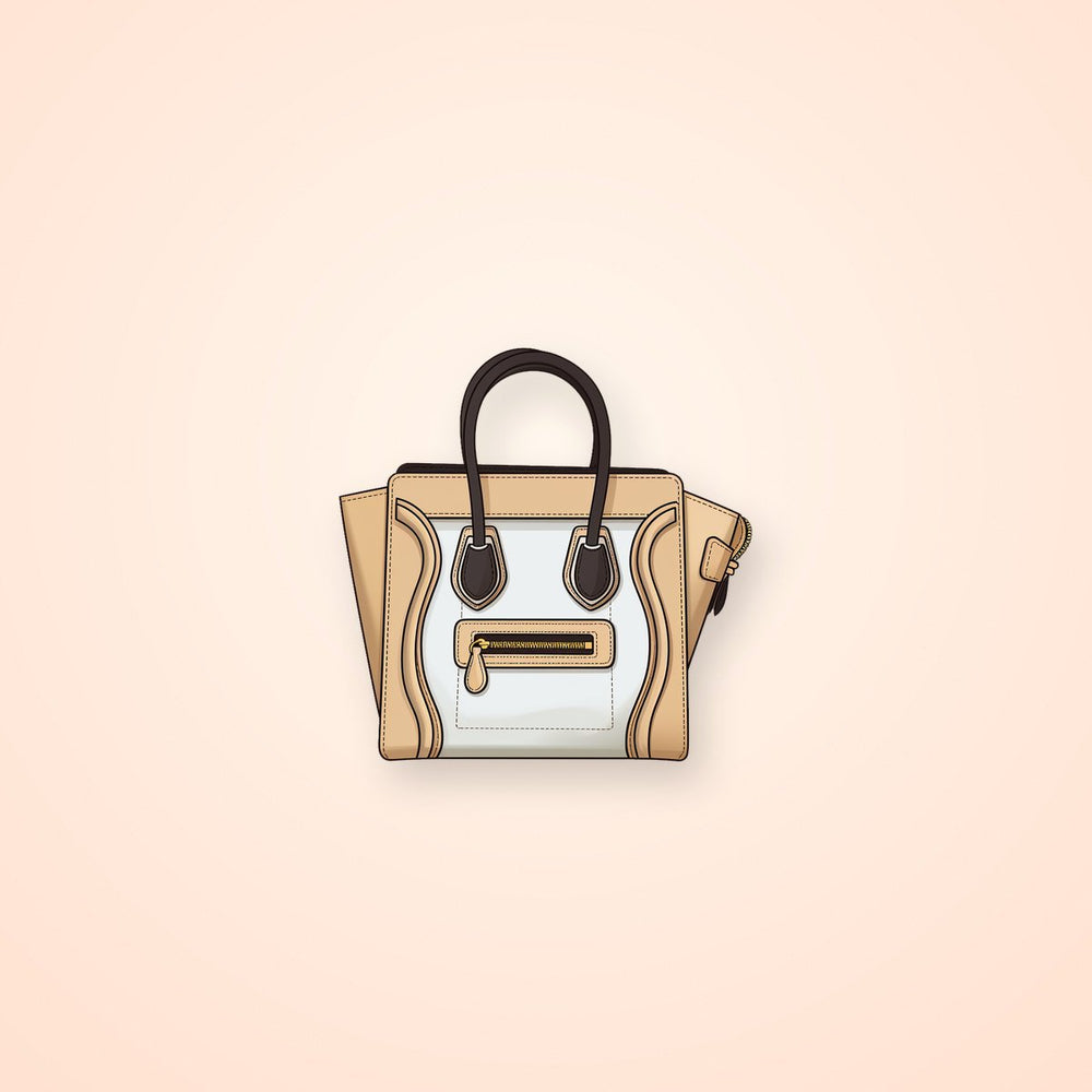 Beige & White Celine Luggage Bag Sticker
