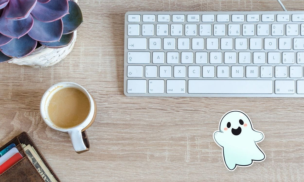 Halloween Cute Ghost Waving Hand Sticker