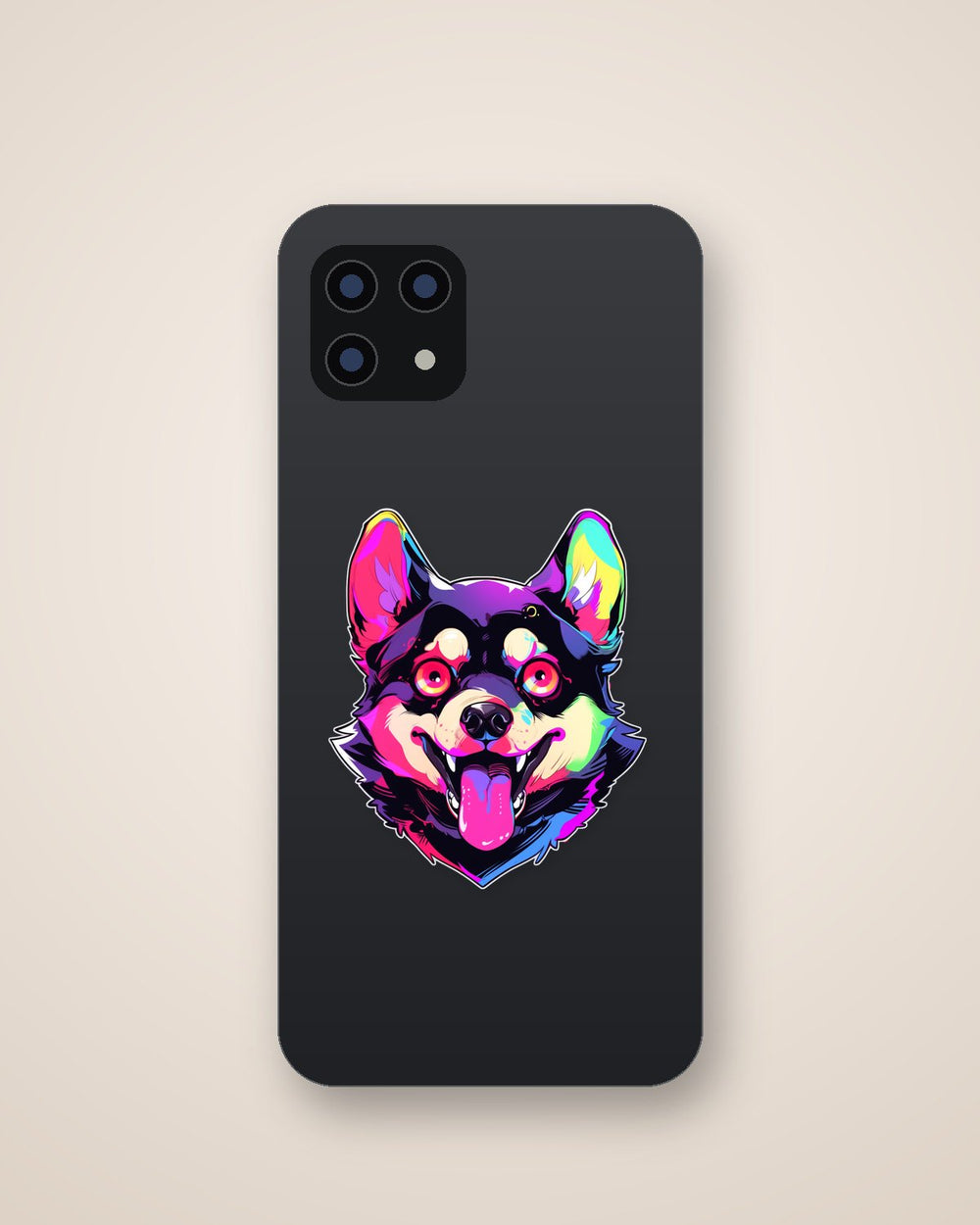 Colorful Dog Head Art Sticker