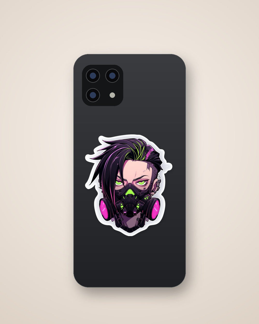 Cyberpunk Girl in Toxic Gas Mask Sticker
