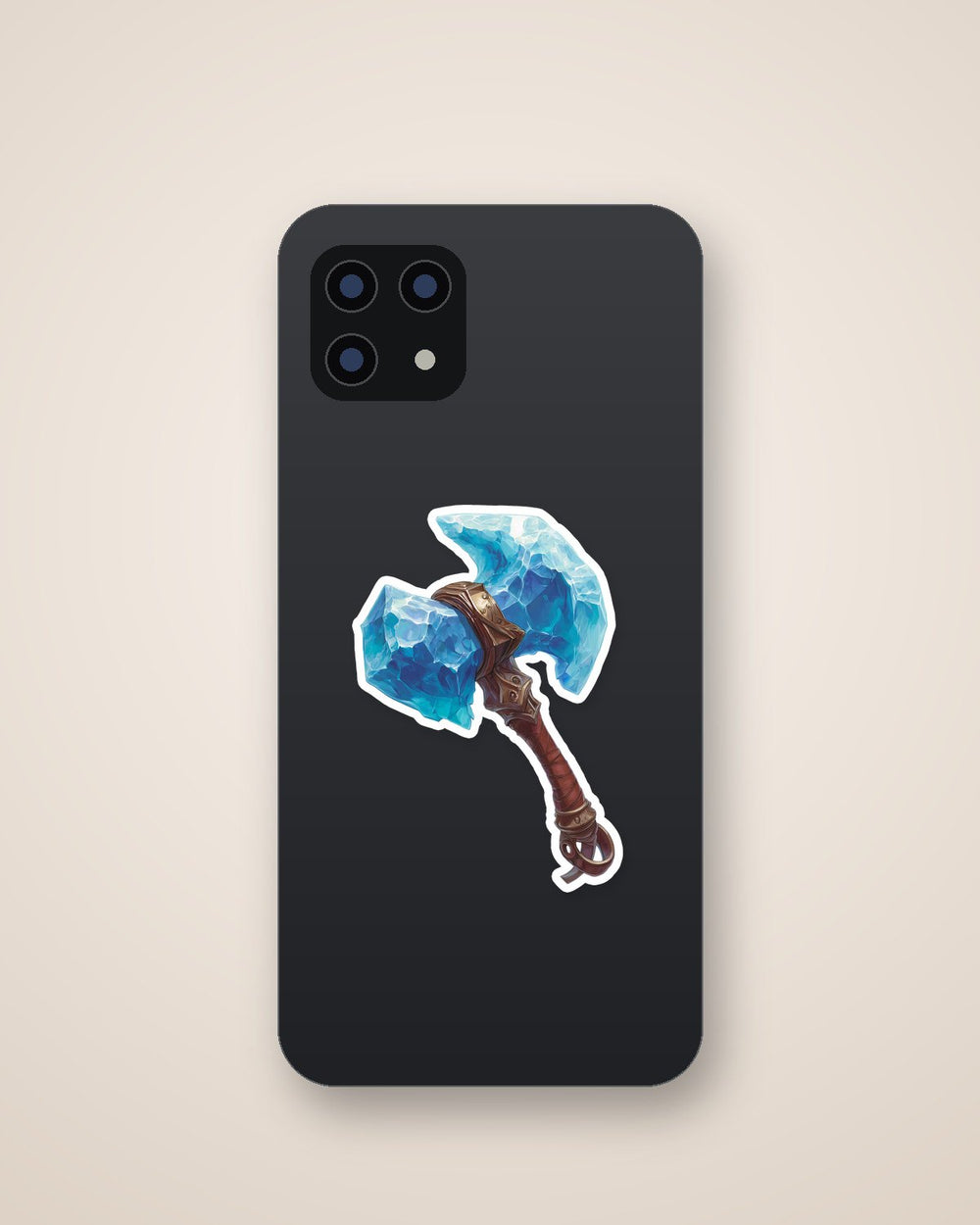 Ice Crystal Battle Axe Fantasy Sticker