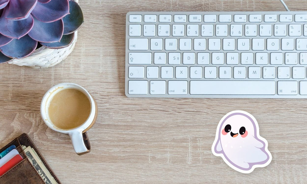 Cute White Ghost Sticker