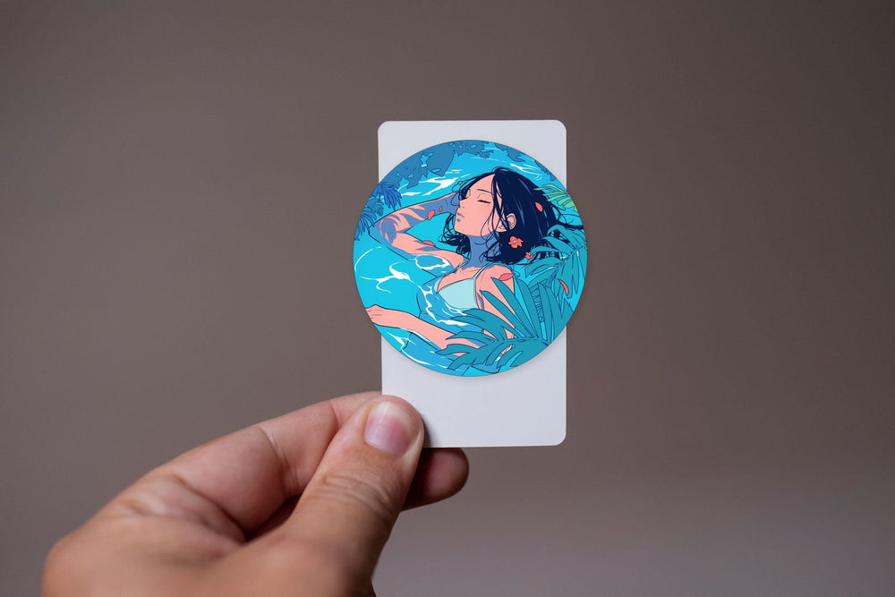 Anime Girl Swimming Pool Aesthetic Sticker
