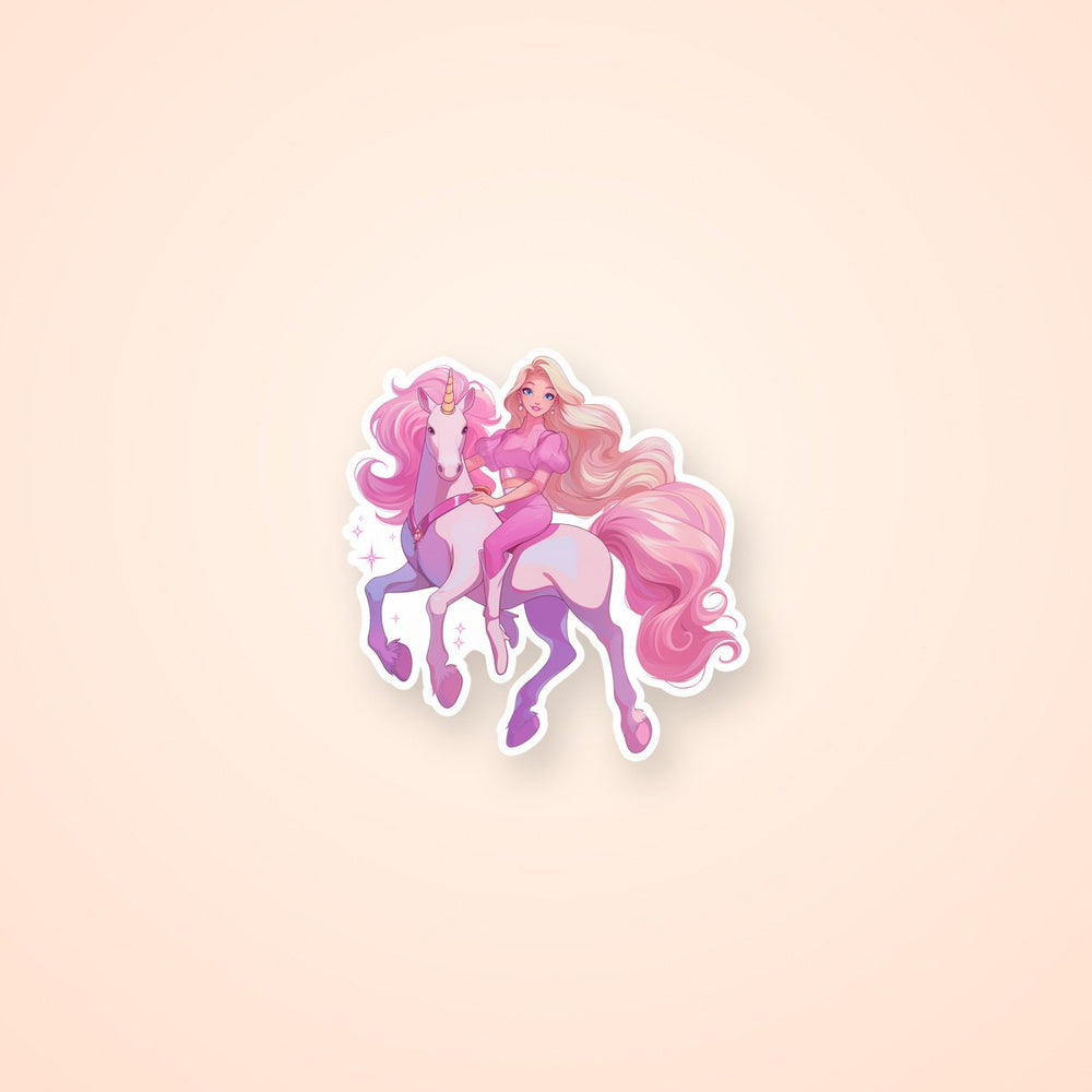 Barbie Unicorn Riding Pink Sticker