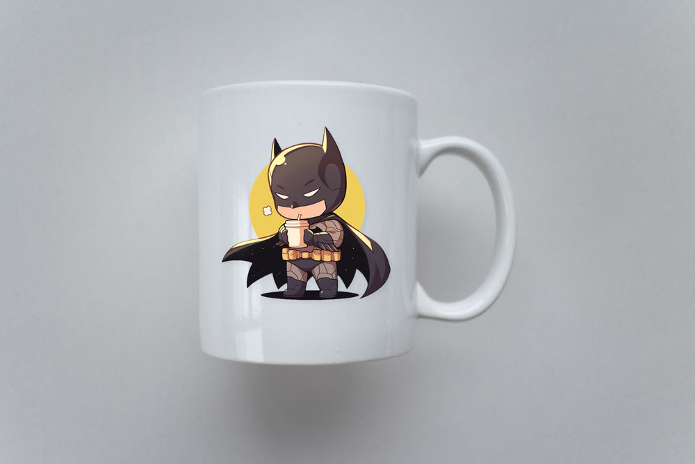 Cute Batman Drinks Coffee Sticker