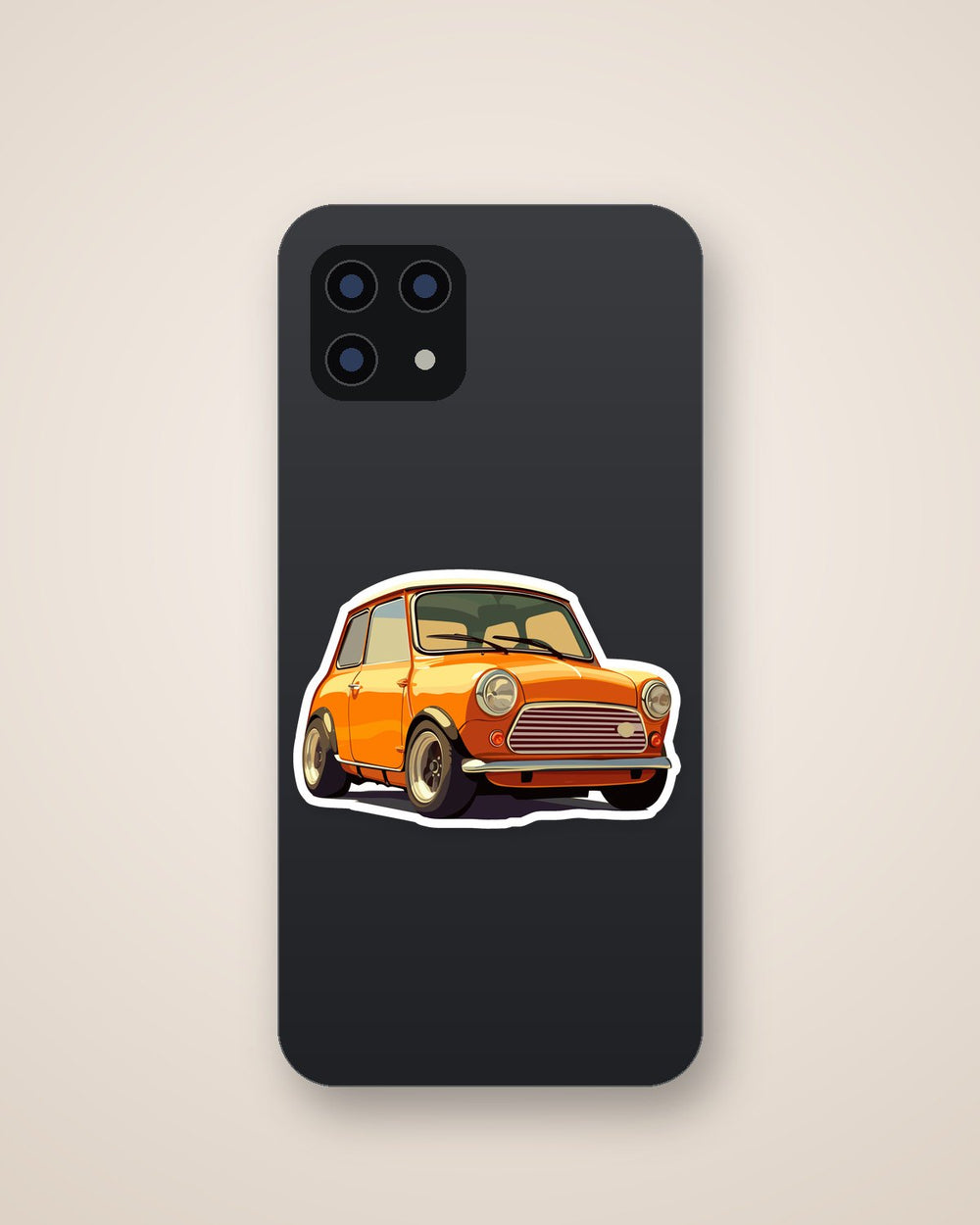 Mini Cooper Orange Classic Car Sticker