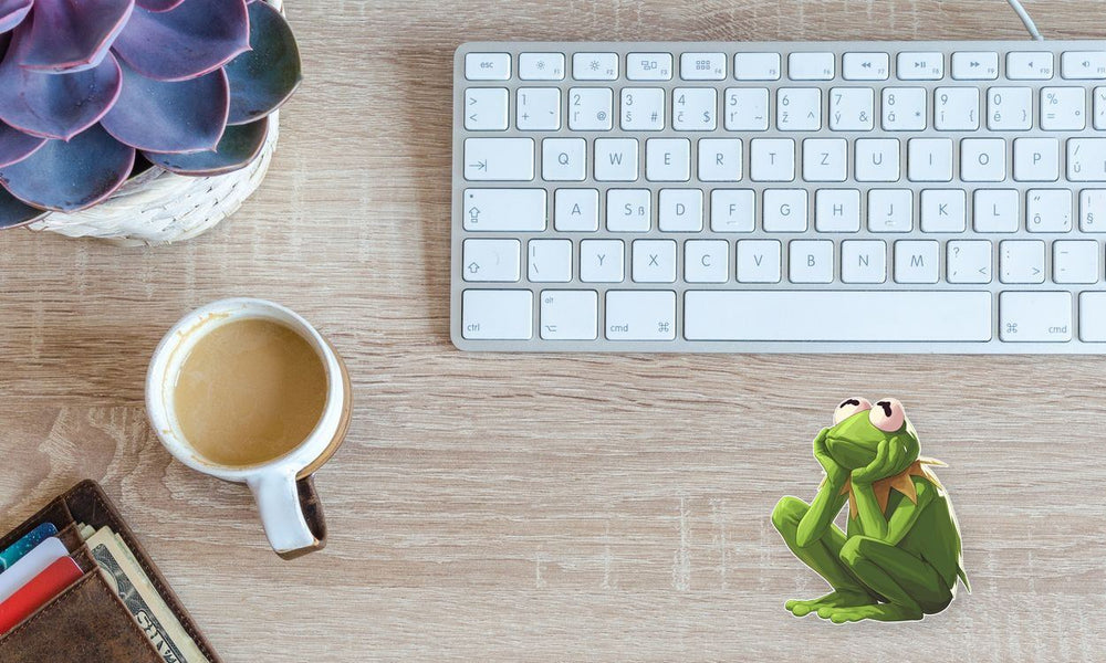 Kermit Frog Contemplating Meme Sticker