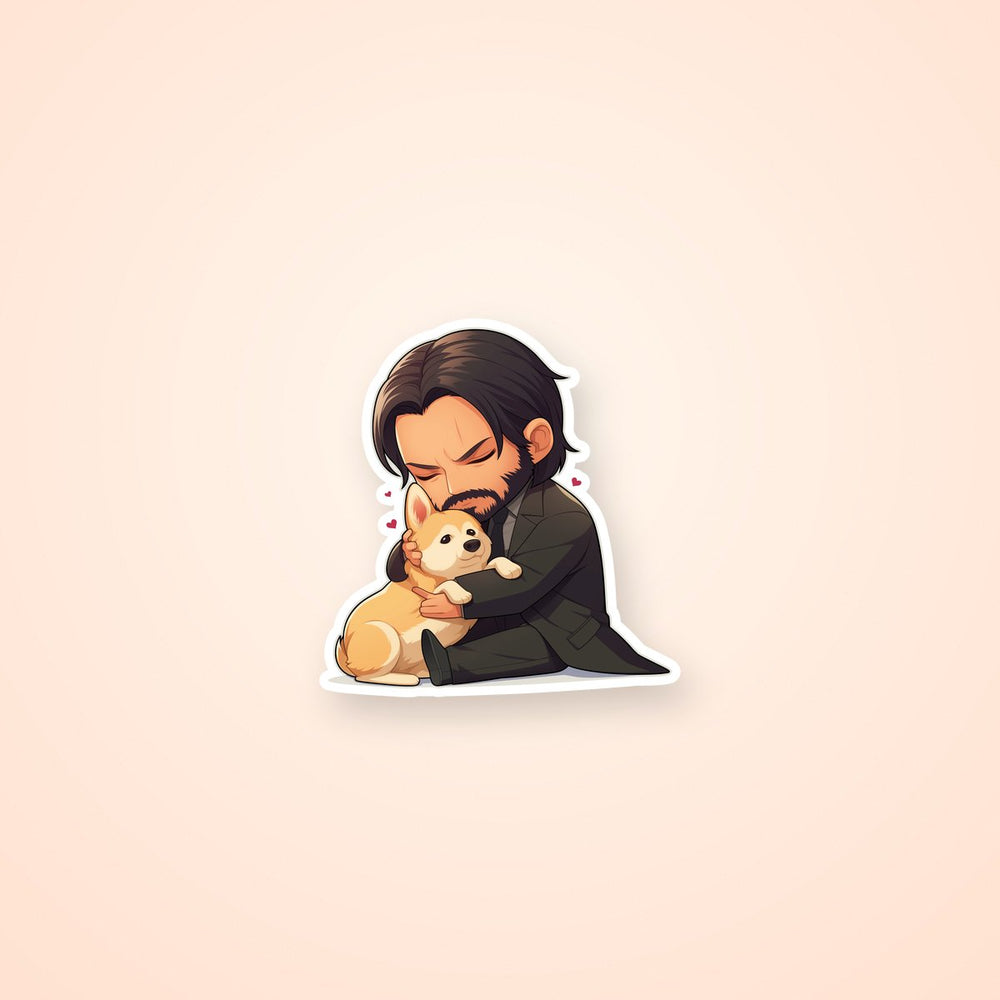 John Wick with Dog Chibi Sticker