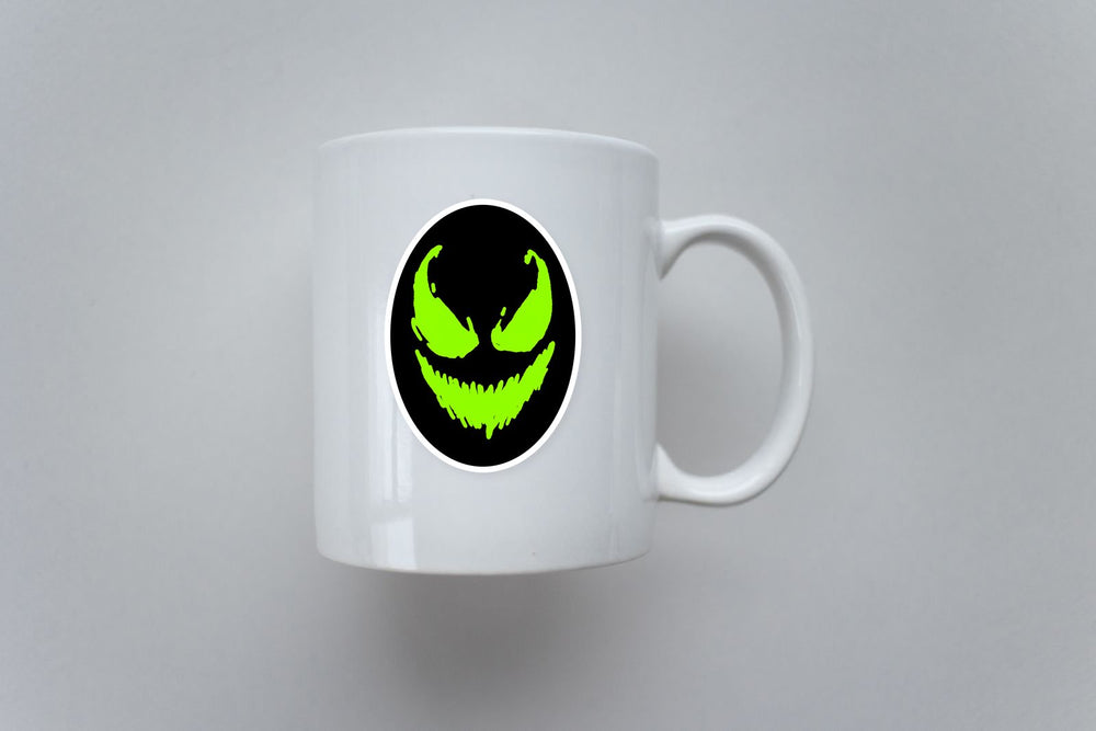 Neon Green Joker Smile Horror Face Sticker
