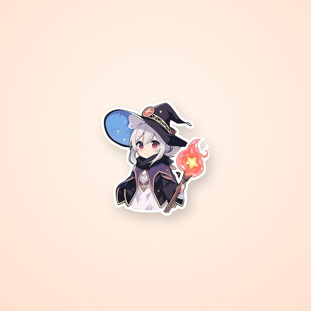 Anime Girl in Magical Hat with Torch Sticker