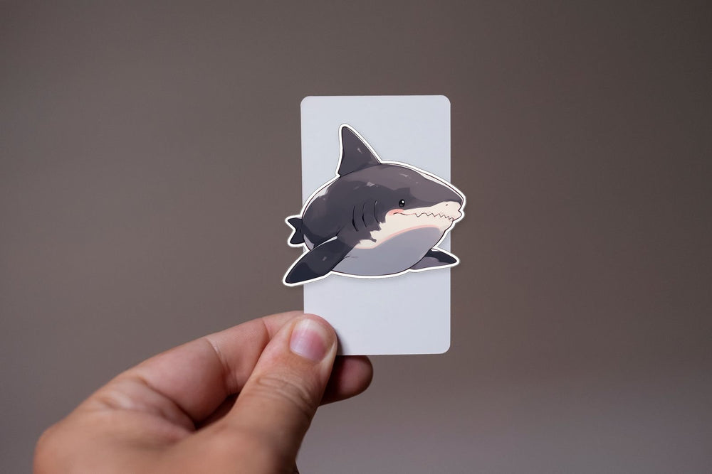 Fat White Shark Cartoon Sticker