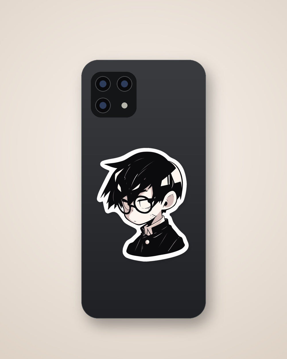 Mysterious Anime Boy in Round Glasses Sticker
