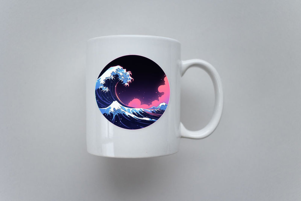 Aesthetic Japanese Great Wave Round Sticker
