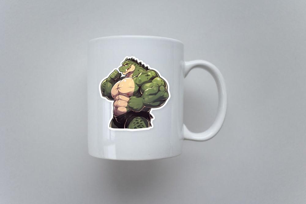Crocodile Bodybuilder Cartoon Sticker